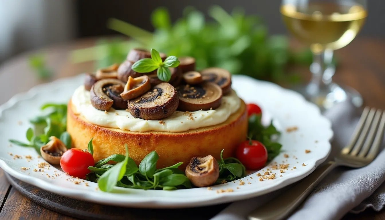 Scopri il segreto di una torta salata gourmet: funghi dorati e ricotta in un lampo